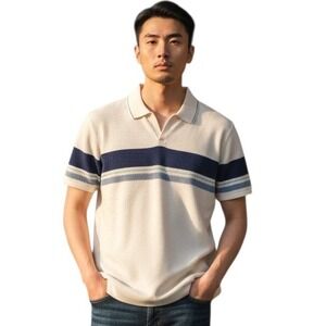 Marine Layer Greyson Sweater Polo Mens size Medium Preppy Casual Career Golf